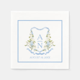 Eenvoudig Blauwe Hortensia Crest Monogram Servet