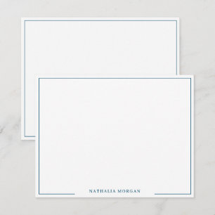 Eenvoudig Blauwgroen Blauw Rand Stationery Notitiekaartje