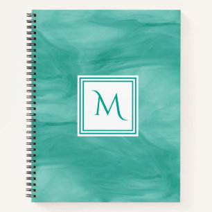 Eenvoudig Blauwgroen groen subtiel marmer modern M Notitieboek