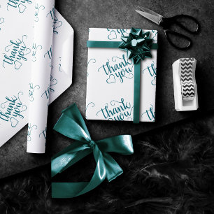 Eenvoudig Blauwgroen script   Dark Midnight Green  Cadeaupapier