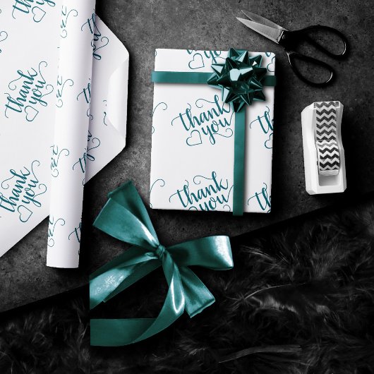 Eenvoudig Blauwgroen script | Dark Midnight Green Cadeaupapier