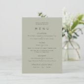 Eenvoudig Bleek Sage Green Wedding Menu (Staand voorkant)