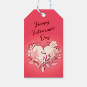 Eenvoudig Bloemen Liefdespatroon met aangepaste na Cadeaulabel