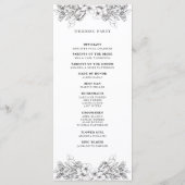 Eenvoudig Bloemen Zwart-Wit Trouwprogramma Programma (Achterkant)