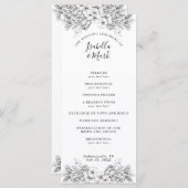 Eenvoudig Bloemen Zwart-Wit Trouwprogramma Programma (Voorkant / Achterkant)