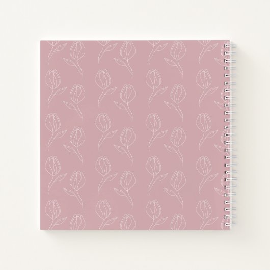 Eenvoudig Bloemenkruis op Roze Doop Gastenboek Notitieboek (Achterkant)