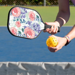 Eenvoudig bloemenpatroonontwerp waterverf roze gro pickleball paddle
