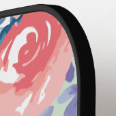 Eenvoudig bloemenpatroonontwerp waterverf roze gro pickleball paddle (Links Detail)