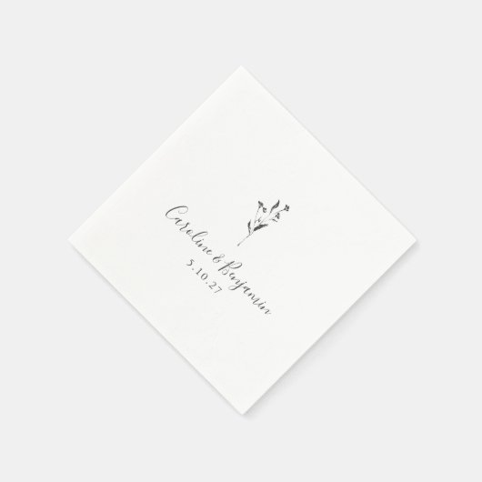 Eenvoudig bloemenscript wit boho bruiloft op maat servet (Hoek)