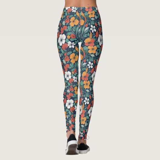 Eenvoudig bloemmotief ontwerp leggings (Achterkant)