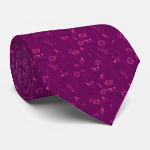Eenvoudig bloemmotief retro bordeauxrood stropdas