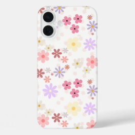 Eenvoudig bloempatroon iPhone 16 plus hoesje