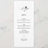 Eenvoudig Blue Thistle Floral Wedding Menu (Voorkant)