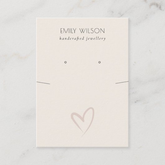 Eenvoudig Blush Heart Ketting Earning Display Visitekaartje (Voorkant)