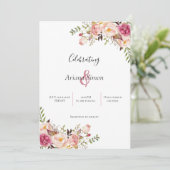 Eenvoudig Blush Pink Floral Wedding Kaart (Staand voorkant)
