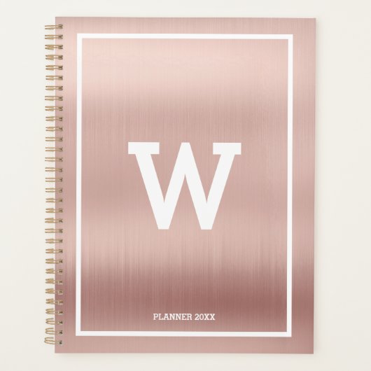 Eenvoudig Blush Pink Initiaal Maandelijks Planner (Voorkant)