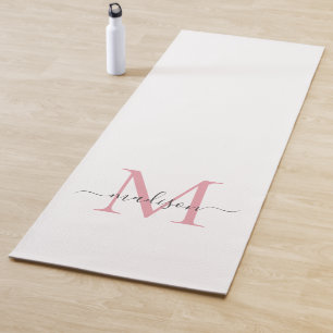 Eenvoudig Blush Pink Monogram Modern Girly Script Yogamat