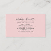 Eenvoudig Blush Pink Script Typografie Monogram Visitekaartje (Achterkant)