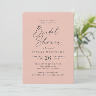 Eenvoudig Blush Pink Solid Color Vrijgezellenfeest Kaart