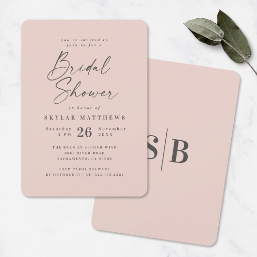 Eenvoudig Blush Pink Solid Color Vrijgezellenfeest Kaart