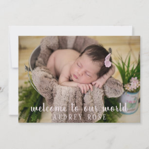 Eenvoudig Blush Roze Baby Girl Foto Collage Birth Aankondiging