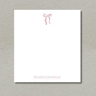 Eenvoudig Blush Roze Boog Script Aangepaste Naam S Notitieblok