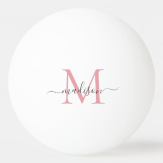 Eenvoudig Blush Roze Grijs Monogram Modern Chic Sc Pingpongballen