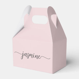 Eenvoudig Blush Roze Meisjesachtig Monogram Naam S Bedankdoosjes