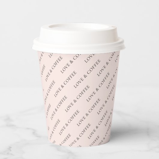 Eenvoudig Blush Roze Minimal Custom Text Pattern Papieren Bekers (Voorkant)