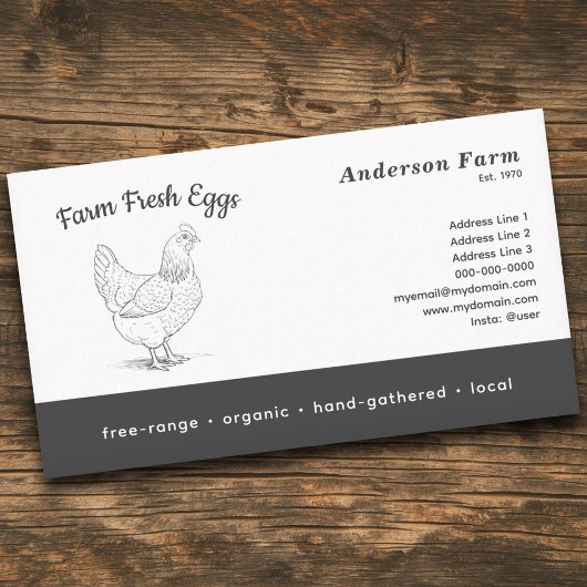 Eenvoudig Boerderij Verse Eieren met Hen Visitekaartje