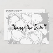 Eenvoudig Boheems Script Bloemen Wijzig de Datum Briefkaart (Voorkant / Achterkant)