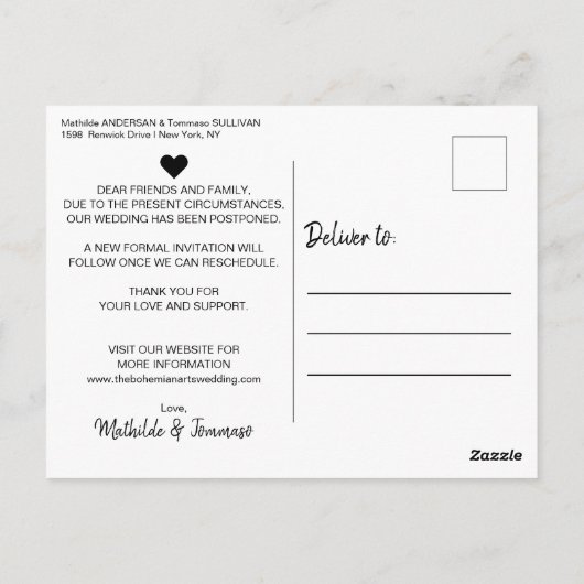 Eenvoudig Boheems Script Bloemenplan Nieuw Plan Briefkaart (Achterkant)