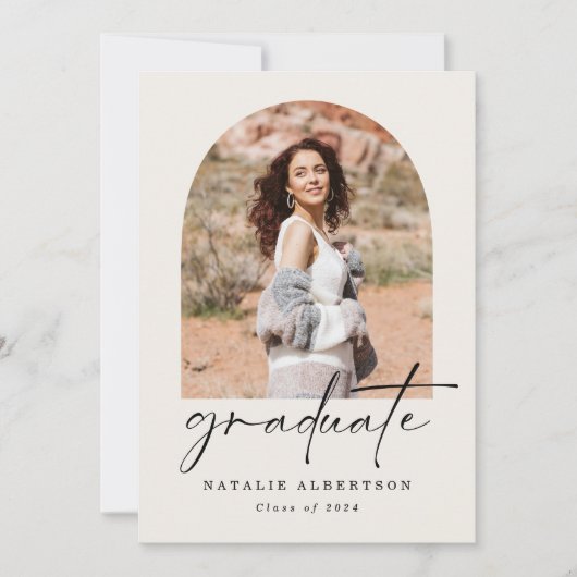 Eenvoudig Boho Arch Foto Afstuderen Aankondiging (Voorkant)