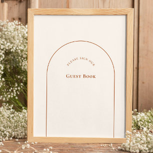 Eenvoudig Boho Arch Ivory Wedding Guest Book Sign Poster