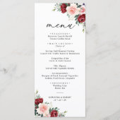 Eenvoudig Boho Burgundy Blush Floral Wedding Menu (Voorkant)