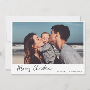 Eenvoudig Boho Modern Script Merry-kerstfoto Feestdagenkaart