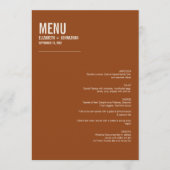 Eenvoudig Boho Terracotta Typography Wedding Menu (Voorkant)