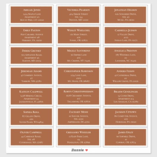 Eenvoudig Boho Terracotta Wedding Guest Adres Sticker (Vel)