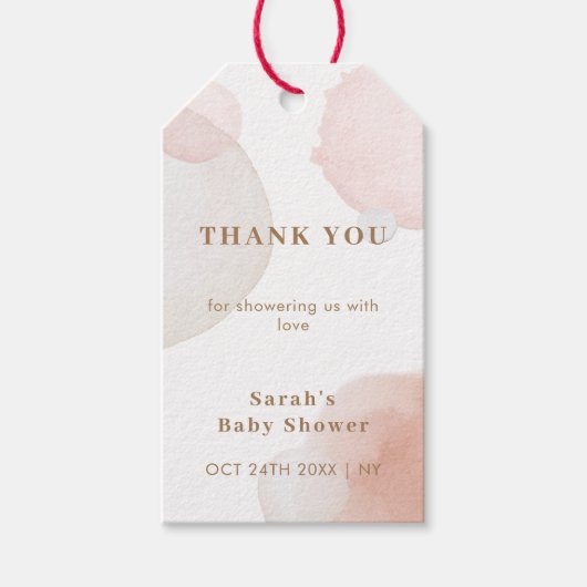 Eenvoudig Boho Waterverf Abstract Baby shower Cadeaulabel (Voorkant)