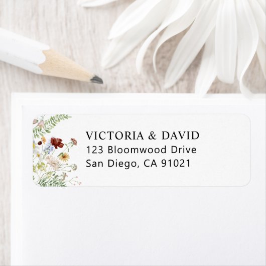 Eenvoudig Boho Wildbloemen Return Address Label (Insitu)
