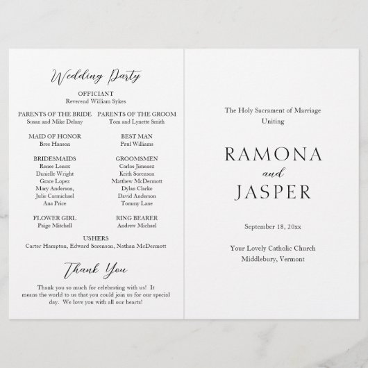 Eenvoudig Bold Modern Katholiek Trouwprogramma Flyer (Voorkant)