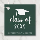 Eenvoudig Bos Groene Mortierraad Modern Afstuderen Bedankjes Labels (Voorkant)