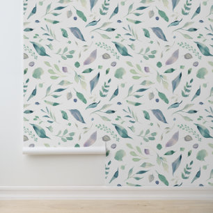 Eenvoudig botanisch bladpatroon behang