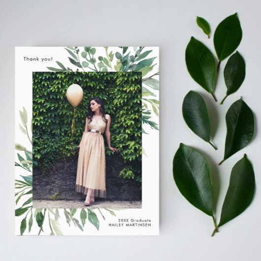 Eenvoudig botanisch één foto-Afstuderen Hartelijk  Briefkaart