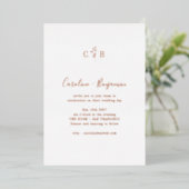 Eenvoudig Botanisch Monogram Boho Weddenschap Roos Folie Uitnodiging (Staand Voorkant)