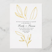 Eenvoudig Botanisch Stem Weddenschap Gold Folie Uitnodiging (Voorkant)
