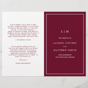Eenvoudig Bourgondië Monogram Elegant Huwelijkspro