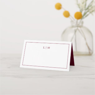Eenvoudig Bourgondië Monogram Elegante Trouwfeest