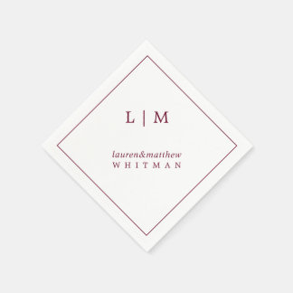 Eenvoudig Bourgondië Monogram Elegante Trouwfeest Servet