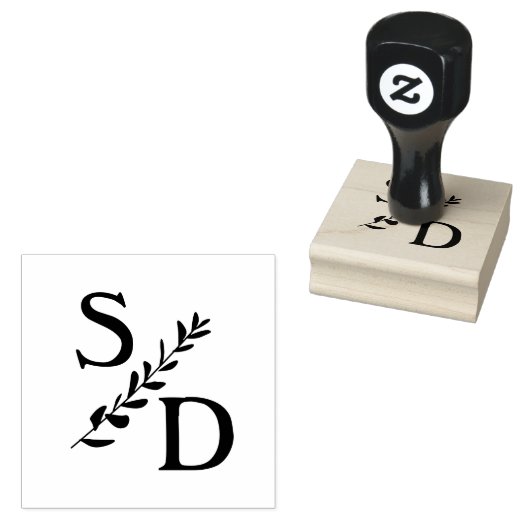 Eenvoudig bruiloft monogram met initialen 	rubberstempel (Gestempeld)